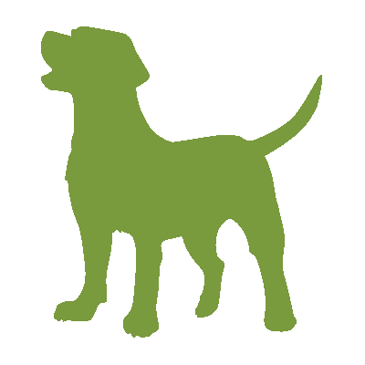 dog Green drawing of barking dog for Nature's Logic.