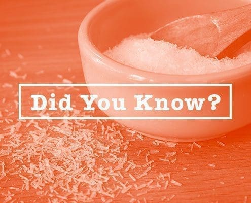 Orange-tinted image of a salt bowl with a wooden scoop and scattered salt crystals on a wooden surface, with the overlay text 'Did You Know?'.