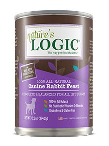 rabbitcansmall Nature's Logic Canine Rabbit Feast can.