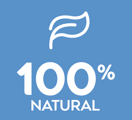 2a_PURE_A+_SARDINE_100_Natural_220x220 Blue square badge with a white leaf icon and the text 100% NATURAL.