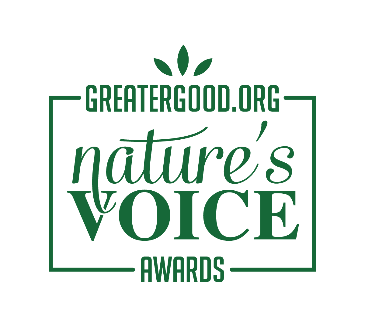 Natures-Voice-Awards-Logo-Green-on-White-margins GreaterGood.org Nature’s Voice Awards logo featuring green typography inside a bordered frame.