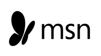 peacock msn logo with a black butterfly-shaped symbol beside the word msn.