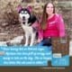 Mystique, a black and white husky, with her owner Cheyenne with a quote about Nature's Logic food.