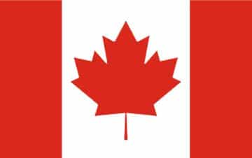 Ca-flag A red maple leaf centered on white, with two vertical red stripes, forming the Canadian flag. No text present.