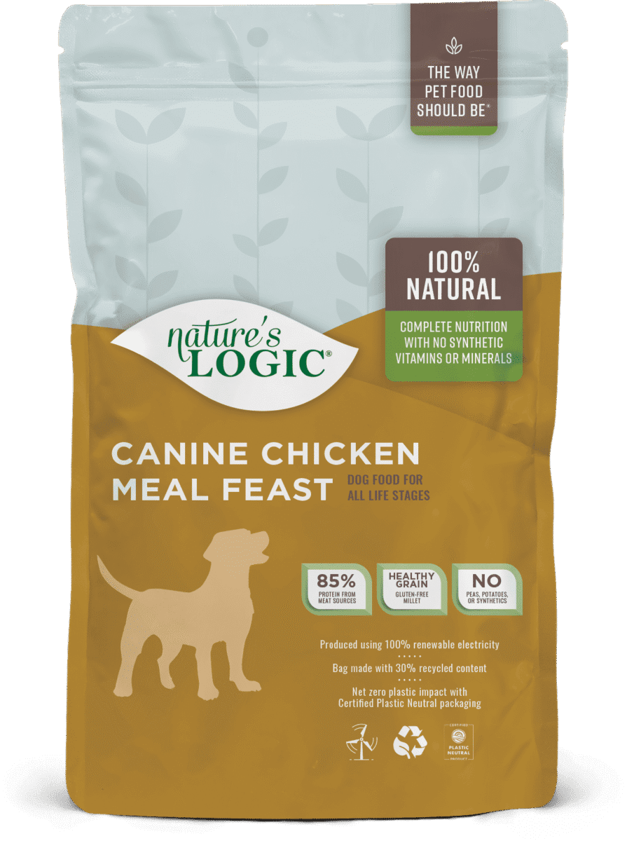2023-NL-PKG-4.4-LB-03-CHICKEN-FRONT-72DPI Nature's Logic Canine Chicken Meal Feast bag.