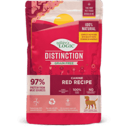 Nature's Logic Distinction Grain Beef Canine Red Recipe bag.