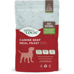 "Farm-raised beef," "Complete meal," "1 LB," "Made in USA," "No preservatives.