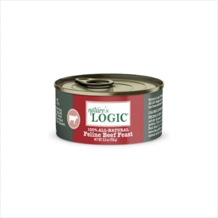 Nature's Logic Feline Beef Feast canned, wet cat food.