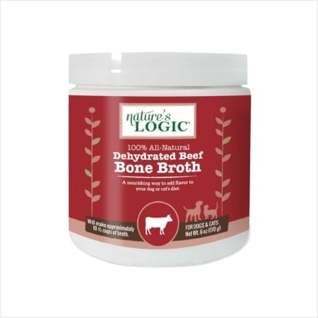 Nature’s Logic Beef Bone Broth container; 72 cups yield, for dogs & cats, 6 oz.