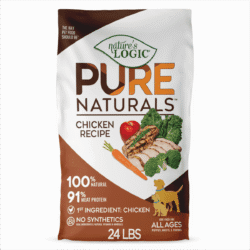Bag of Nature's Logic Pure Naturals Chicken Recipe dog food.