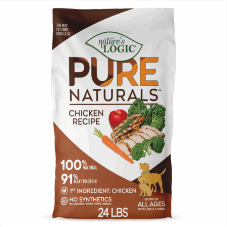 Bag of Nature's Logic Pure Naturals Chicken Recipe dog food.