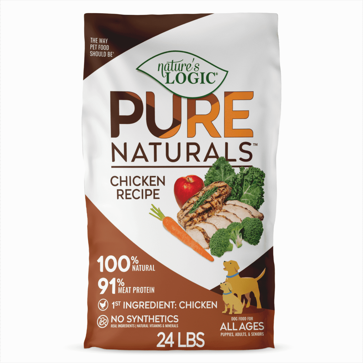 Bag of Nature's Logic Pure Naturals Chicken Recipe dog food.