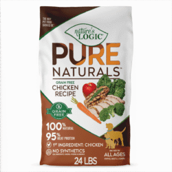 Bag of Nature's Logic Pure Naturals grain-free chicken recipe dog food, 24 lb.