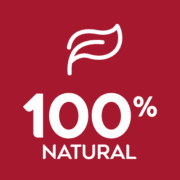 2a_PURE_A+_100_Natural_220x220x2 Red square badge with a white leaf icon and the text 100% NATURAL.