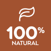 2a_PURE_A+_CKN_100_Natural_220x220 Orange-brown badge featuring a white leaf icon and the text 100% Natural.