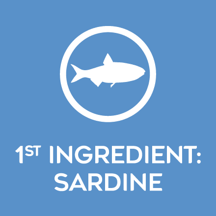 Blue circular badge with a white fish icon and the label 